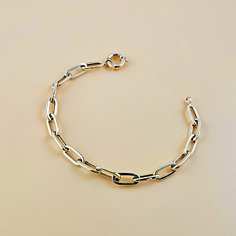 Paperclip 14k Solid yellow Gold Bracelet- 7'' inch