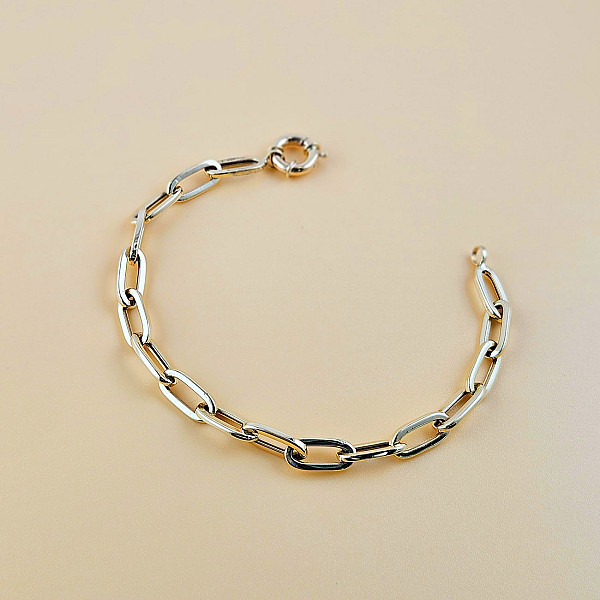 Paperclip 14k Solid yellow Gold Bracelet- 7'' inch