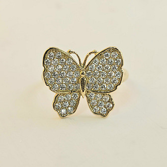 Butterfly CZ Ring - 10k Gold Ring