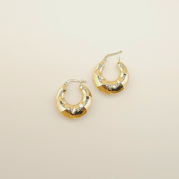 14K Gold Fancy Twist Hoop Earrings – 25mm x 27mm