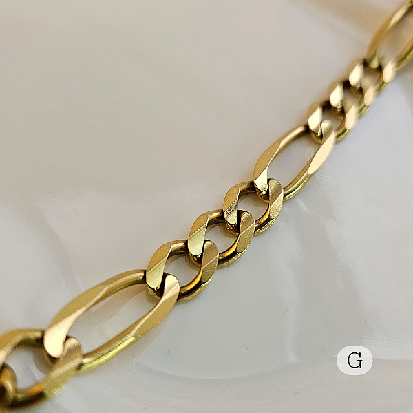 Figaro Link Chain Necklace 14k yellow Gold - Solid- 4.3mm Figaro Link Chain Necklace 14k yellow Gold - Solid- 4.3mm