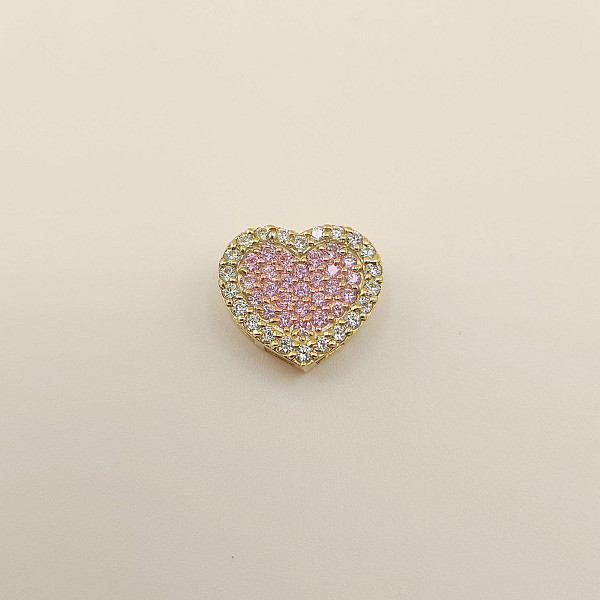 10K Gold Heart Slider Charm – Pink or Clear CZ Stone