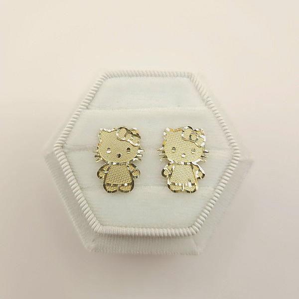 Gold Hello Kitty Full Body Stud Earrings – 18mm x 13mm