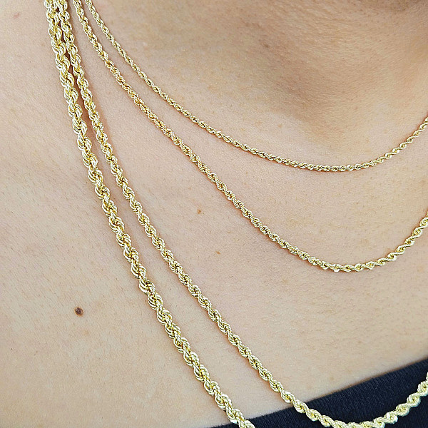 10k Rope Chain | Hollow Yellow Gold 2mm