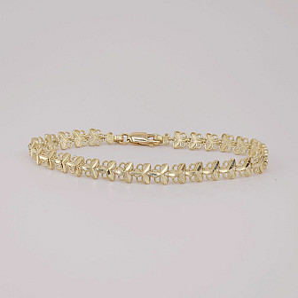 Solid Gold Flower Link Bracelet – 7 Inch