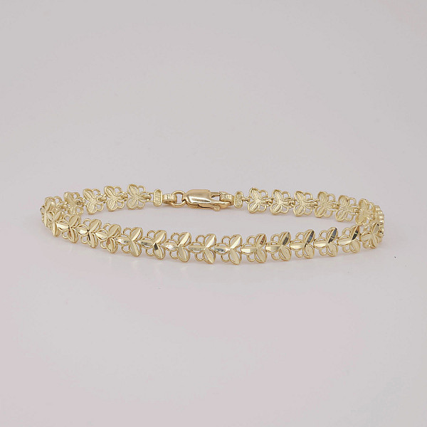 Solid Gold Flower Link Bracelet – 7 Inch