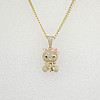 14K Gold Hello Kitty Full Body Charm with CZ and Teddy