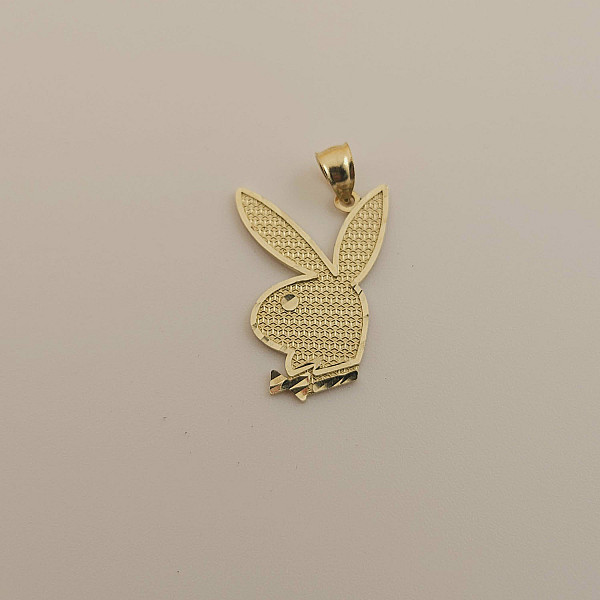 Gold Bunny Charm – Diamond-Cut Playboy Style Pendant