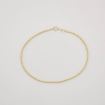 10k Gold Rope Chain Bracelet – 2mm (Hollow)