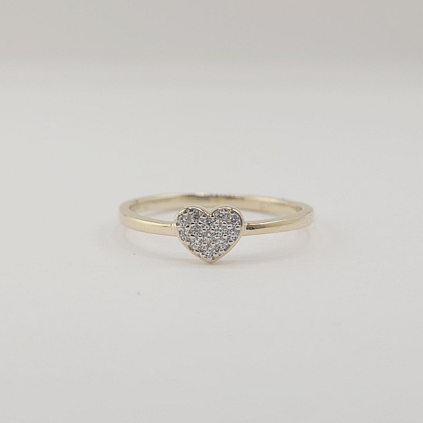 14K Yellow Gold Heart Stone Ring