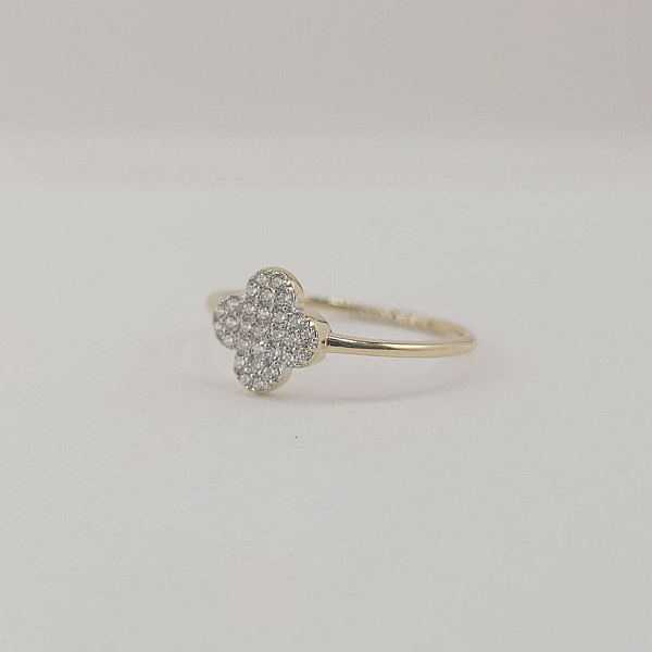 14K Yellow Gold Clover Stone Ring