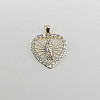 14K Gold Heart Guadalupe Charm with CZ Border – 21mm x 21mm