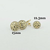 10K Gold Nugget Stud Earring with CZ Border – 12.3mm
