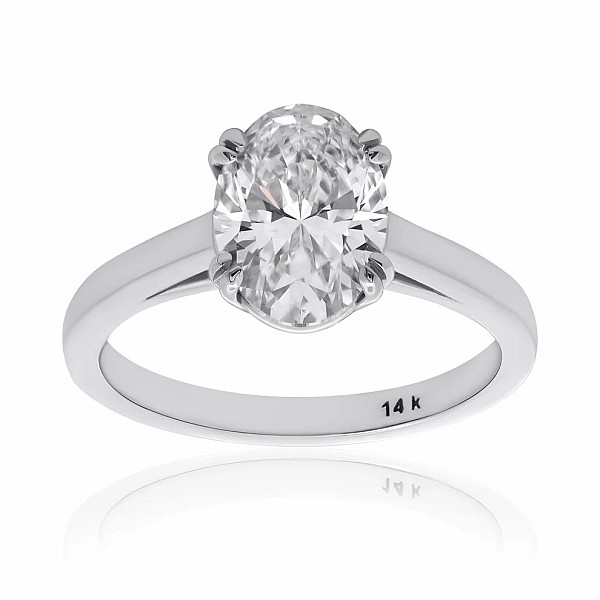 Oval Solitaire Diamond Ring 2.00ct 14K Gold