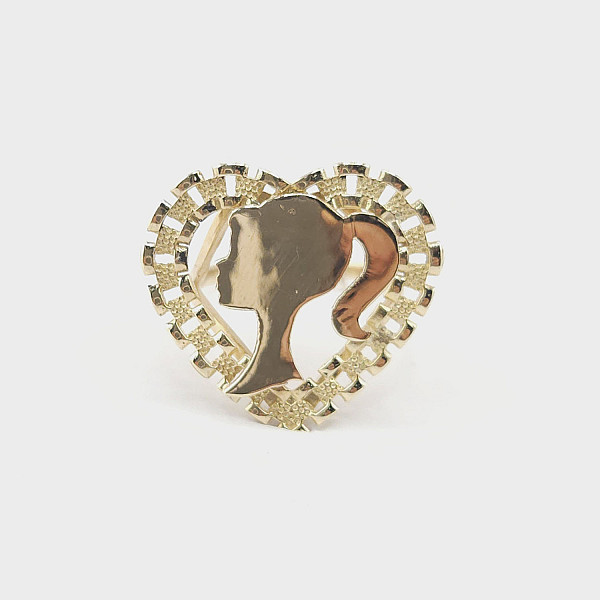 10K Yellow Gold Heart Barbie Ring