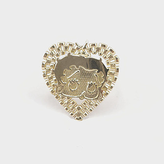 10K Yellow Gold Heart Betty  Ring – 20mm