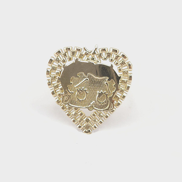 10K Yellow Gold Heart Betty  Ring – 20mm