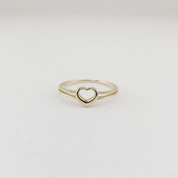 14K Yellow Gold Open Heart Ring