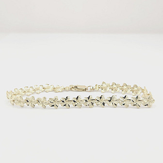 10K Yellow Gold Hibiscus Flower Bracelet – 7 Inch