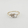 14K Yellow Gold Two Interlocking Hearts Ring with Cubic Stones
