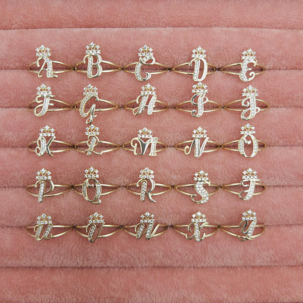 10K Crown Initial Ring