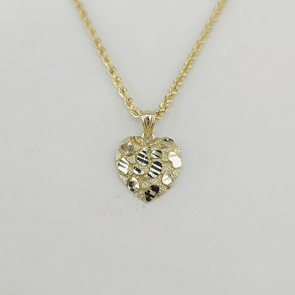 10K Gold Nugget Heart Charm