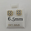 10K Gold CZ Push Back Stud Earrings - Heart, Flower 