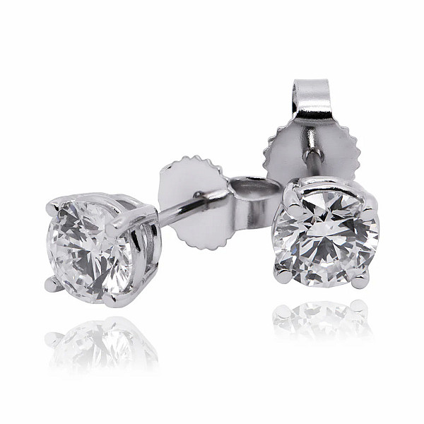 14K White Gold 1ctw Lab-Grown Diamond Stud Earrings - 4-Prong Setting