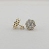 10K Gold CZ Flower Stud Earrings - Multi-Size