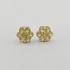 10K Gold CZ Flower Stud Earrings - Multi-Size