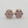 10K Gold CZ Flower Stud Earrings - Multi-Size