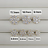 10K Gold CZ Flower Stud Earrings - Multi-Size