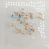 14K Gold 3-Color Round Stone Stud Earrings