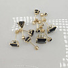 14K Gold Black Stone Stud Earrings – Round & Square Cut