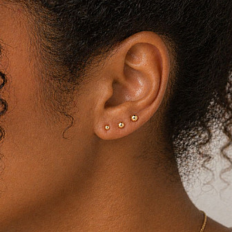 14K Gold Screw Back Ball Stud Earrings