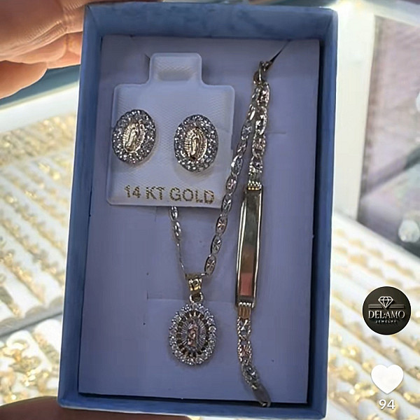 Virgin Mary Baby Jewelry Set 14K Gold