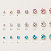14K Gold 3-Color Round Stone Stud Earrings