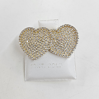 Iced Heart 10K Yellow Gold Earrings