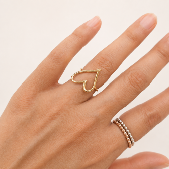 Open Heart 10K Yellow Gold Ring