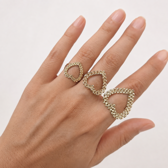 Rolex Style Open Heart 10K Yellow Gold Ring
